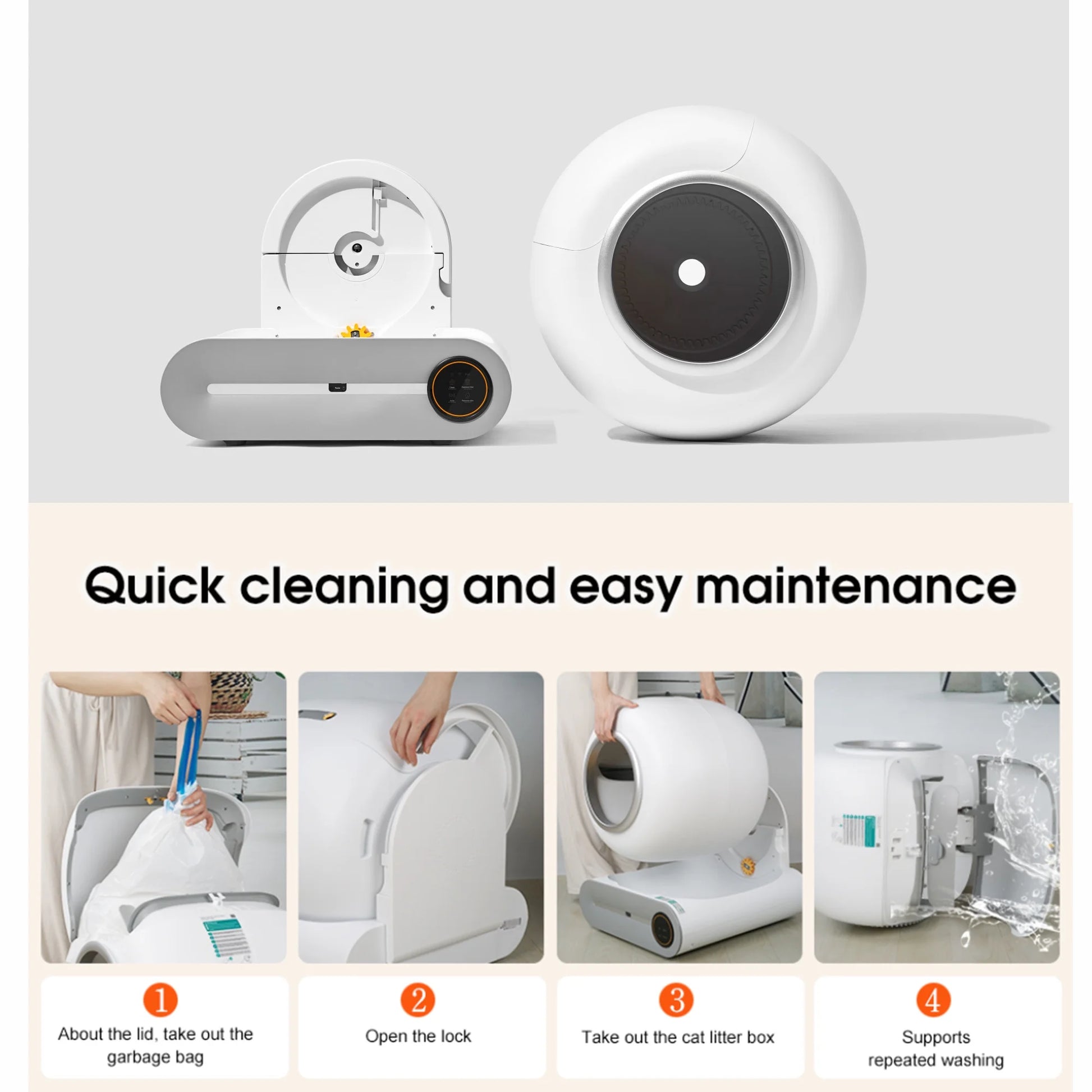 PawLuxe™ MaxClean 65L Automatic Self-Cleaning Litter Box – App-Controlled, Fully Enclosed, Multi-Cat Ready