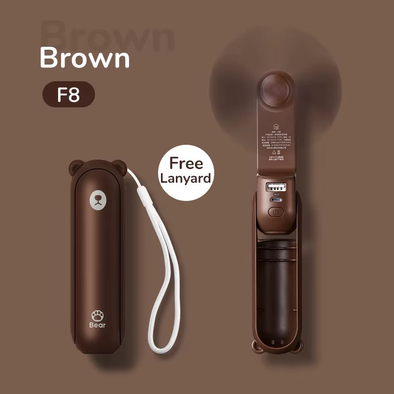 Portable Fan Mini Handheld Fan USB 4500Mah Recharge Hand Held Small 3 In1 Pocket Fan with Power Bank Flashlight Feature