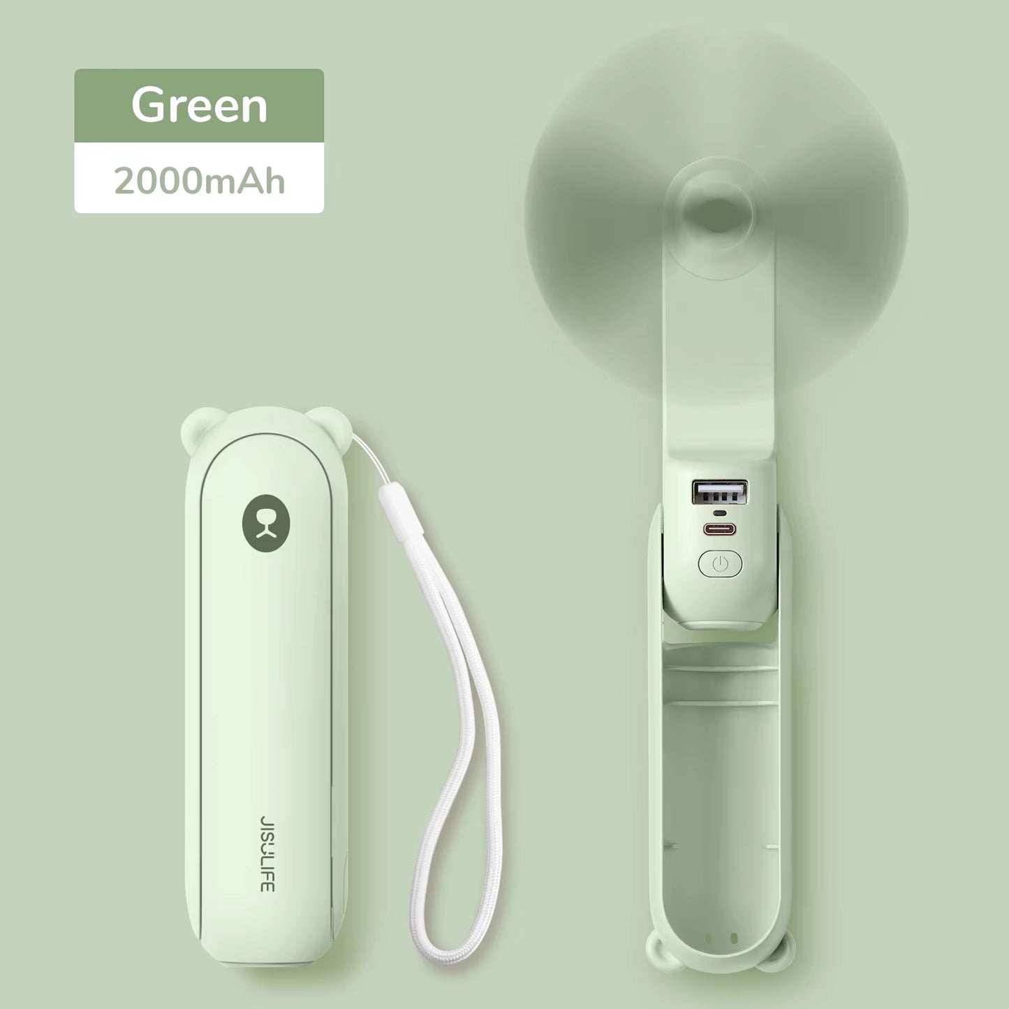 Portable Fan Mini Handheld Fan USB 4500Mah Recharge Hand Held Small 3 In1 Pocket Fan with Power Bank Flashlight Feature