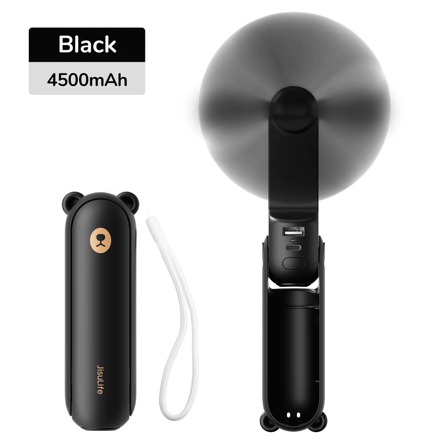 Portable Fan Mini Handheld Fan USB 4500Mah Recharge Hand Held Small 3 In1 Pocket Fan with Power Bank Flashlight Feature