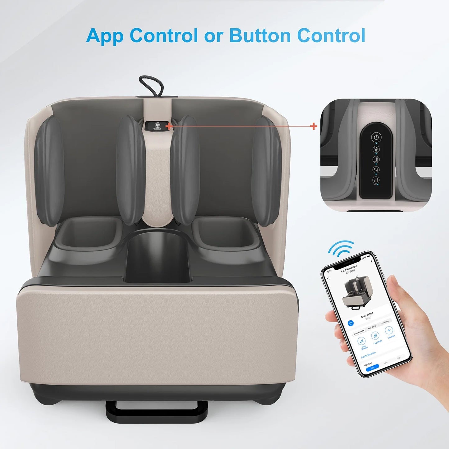 2-in-1 Shiatsu Foot & Calf Massager with Ottoman Rest – Heat Therapy & App Control