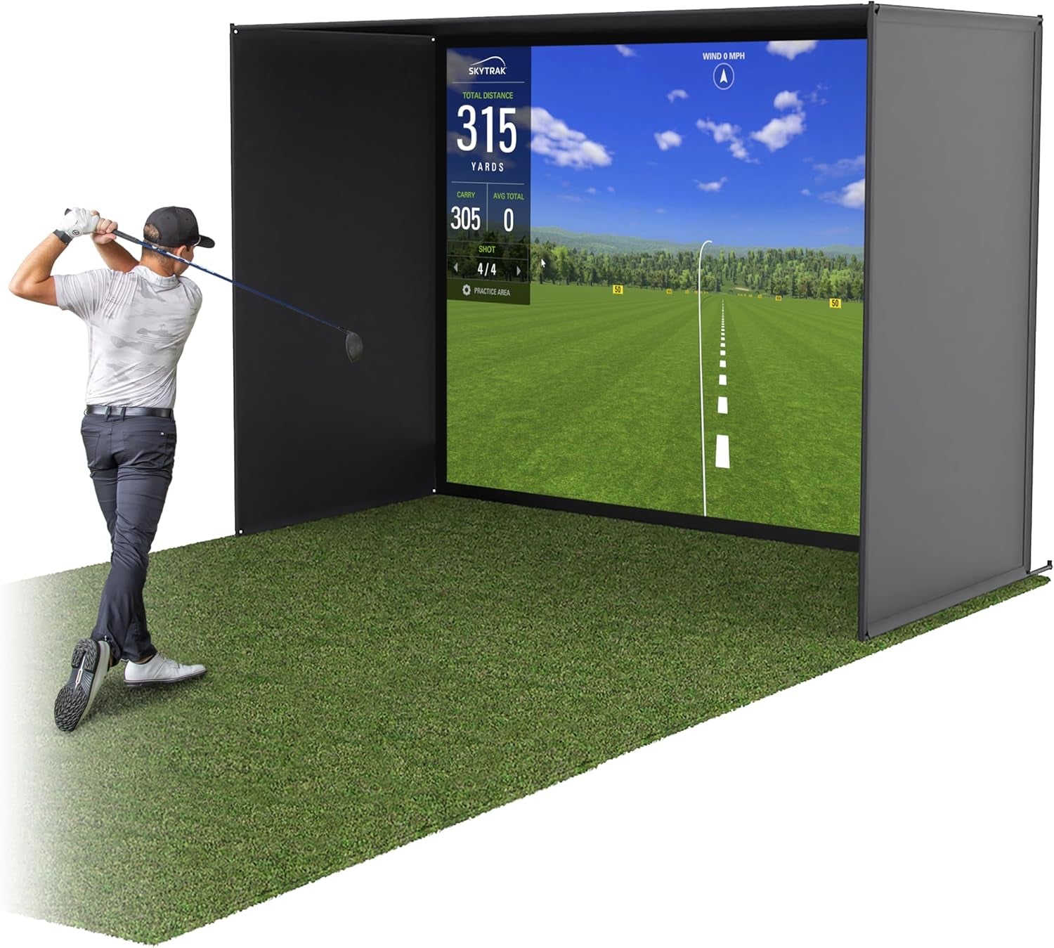 Golf Simulator Enclosure Nets - Choose 10 X 8 Ft, 12 X 9 Ft, or 14 X 8 Ft - Complete Set with Frame and HD Impact Screen Kit