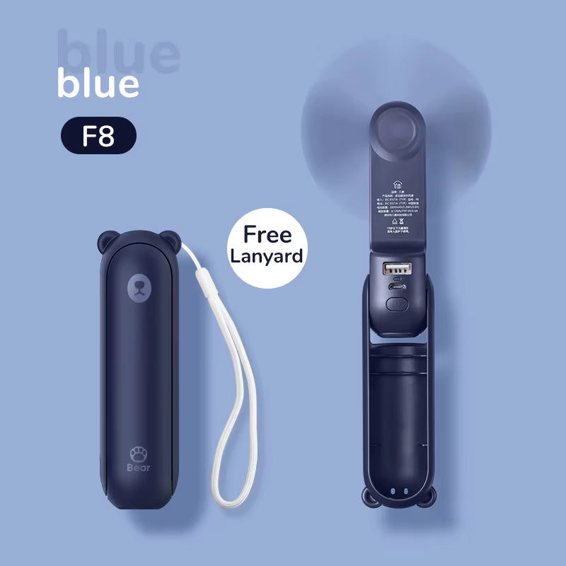 Portable Fan Mini Handheld Fan USB 4500Mah Recharge Hand Held Small 3 In1 Pocket Fan with Power Bank Flashlight Feature