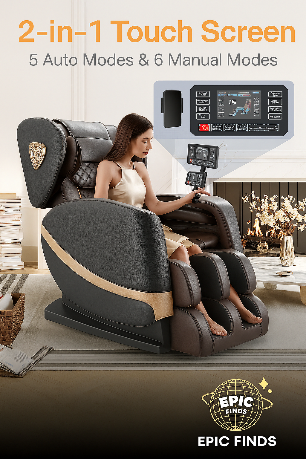 Zero Gravity Full Body Massage Chair – 10 Rollers, Heat, Foot Massage, Bluetooth, Touchscreen