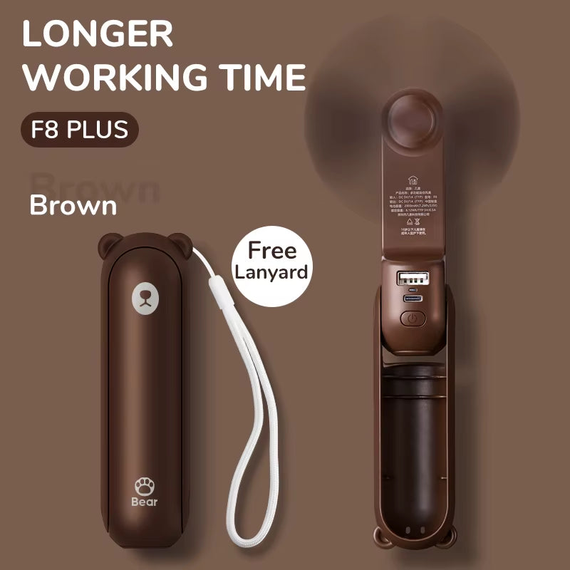 Portable Fan Mini Handheld Fan USB 4500Mah Recharge Hand Held Small 3 In1 Pocket Fan with Power Bank Flashlight Feature