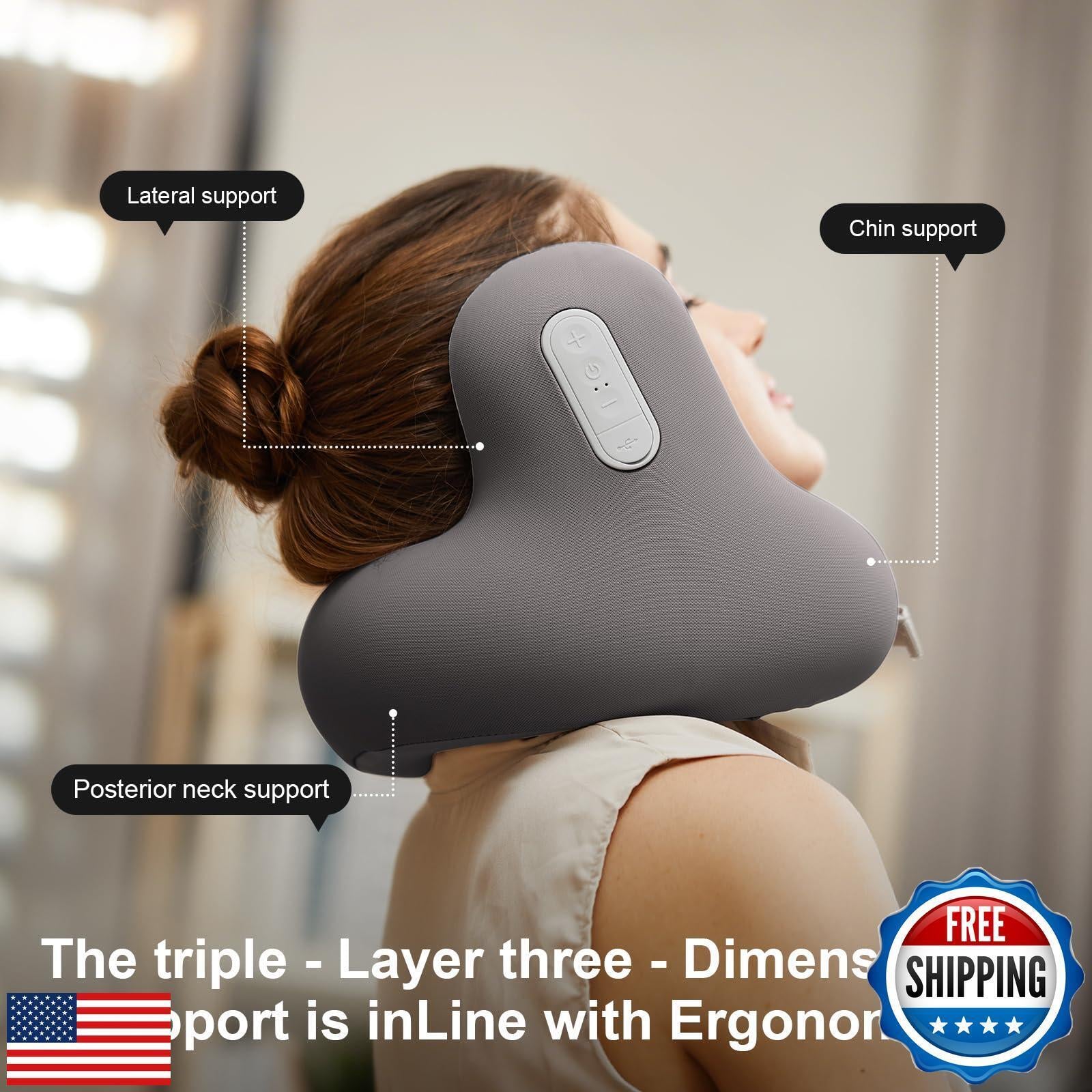 Travel Neck Pillow with Bluetooth Headset, Memory Foam Airplane Pillow for He