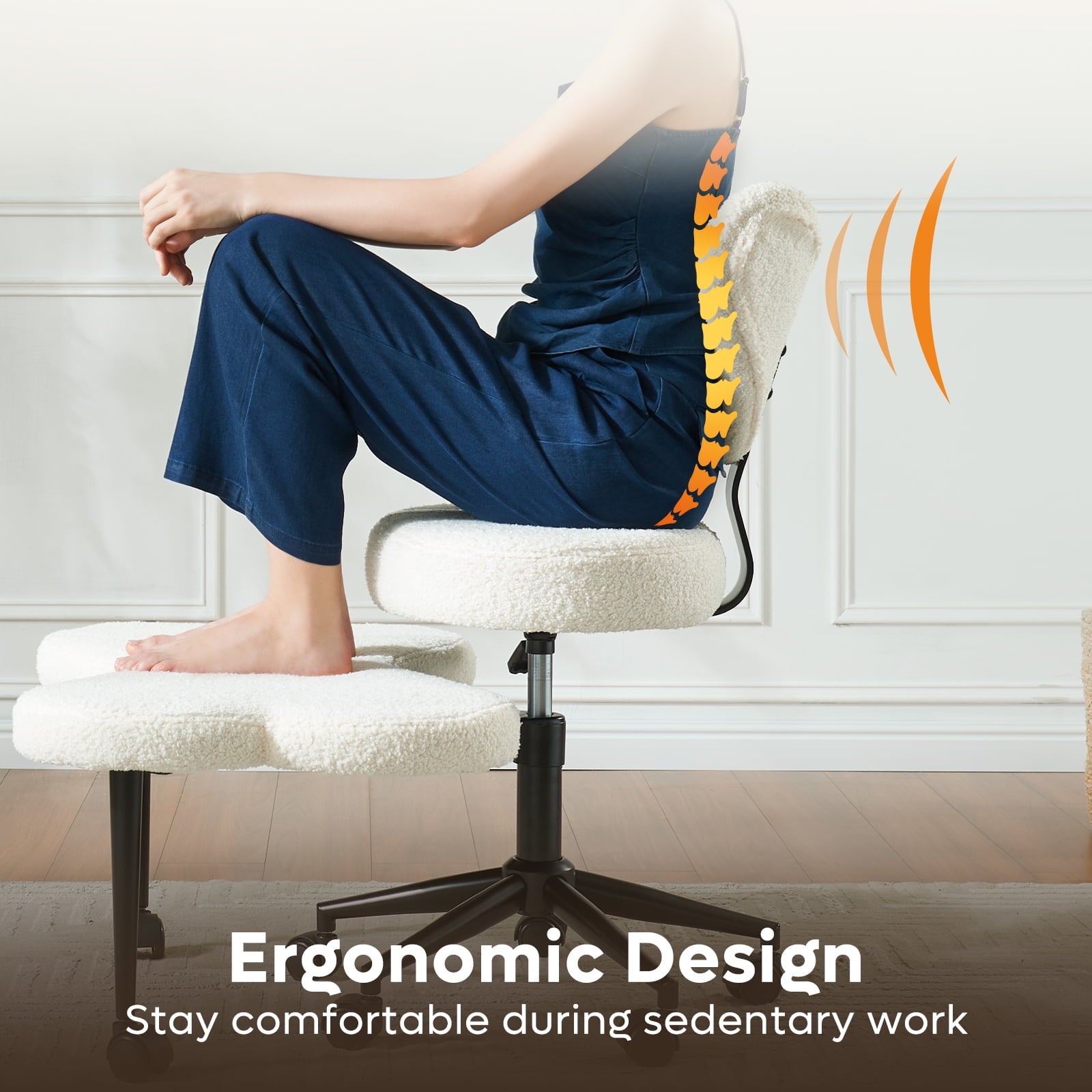 Zulo™ Meditation Chair – Cozy Teddy Fabric, Swivel Base, Ergonomic Design for Home & Office