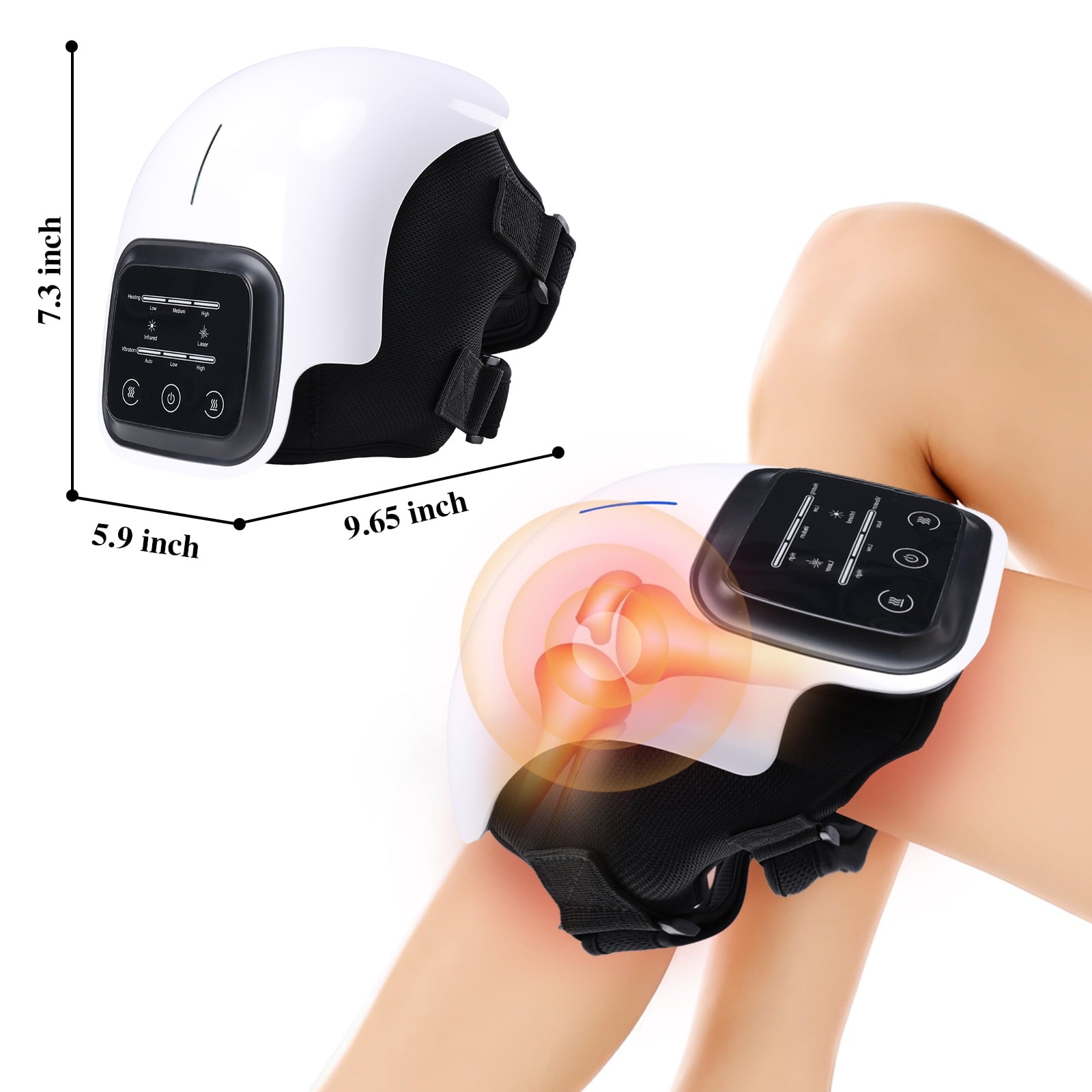 Cordless Knee Massager,Electric Infrared Heating Knee Massager,Air Pressure& Vibration
