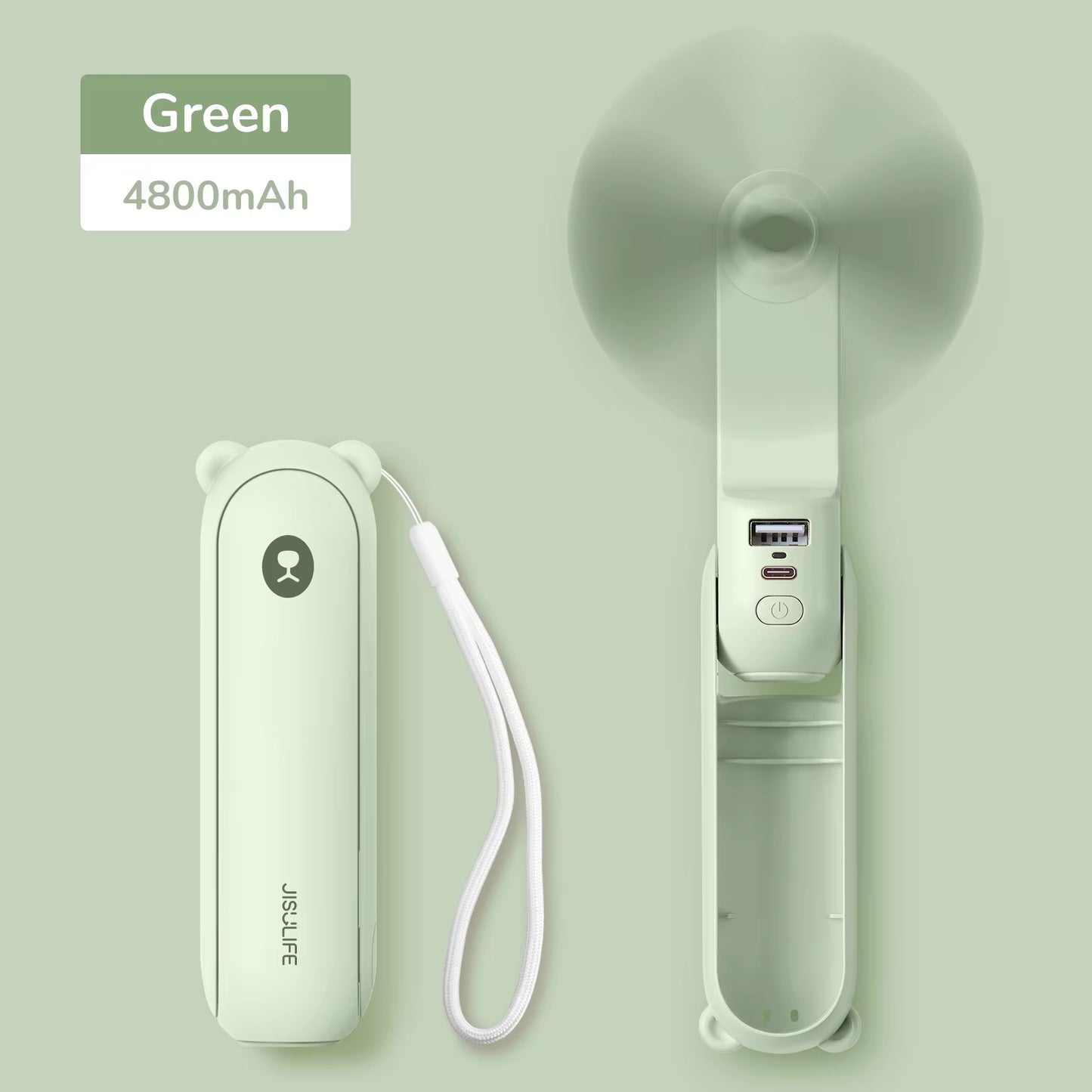 Portable Fan Mini Handheld Fan USB 4500Mah Recharge Hand Held Small 3 In1 Pocket Fan with Power Bank Flashlight Feature