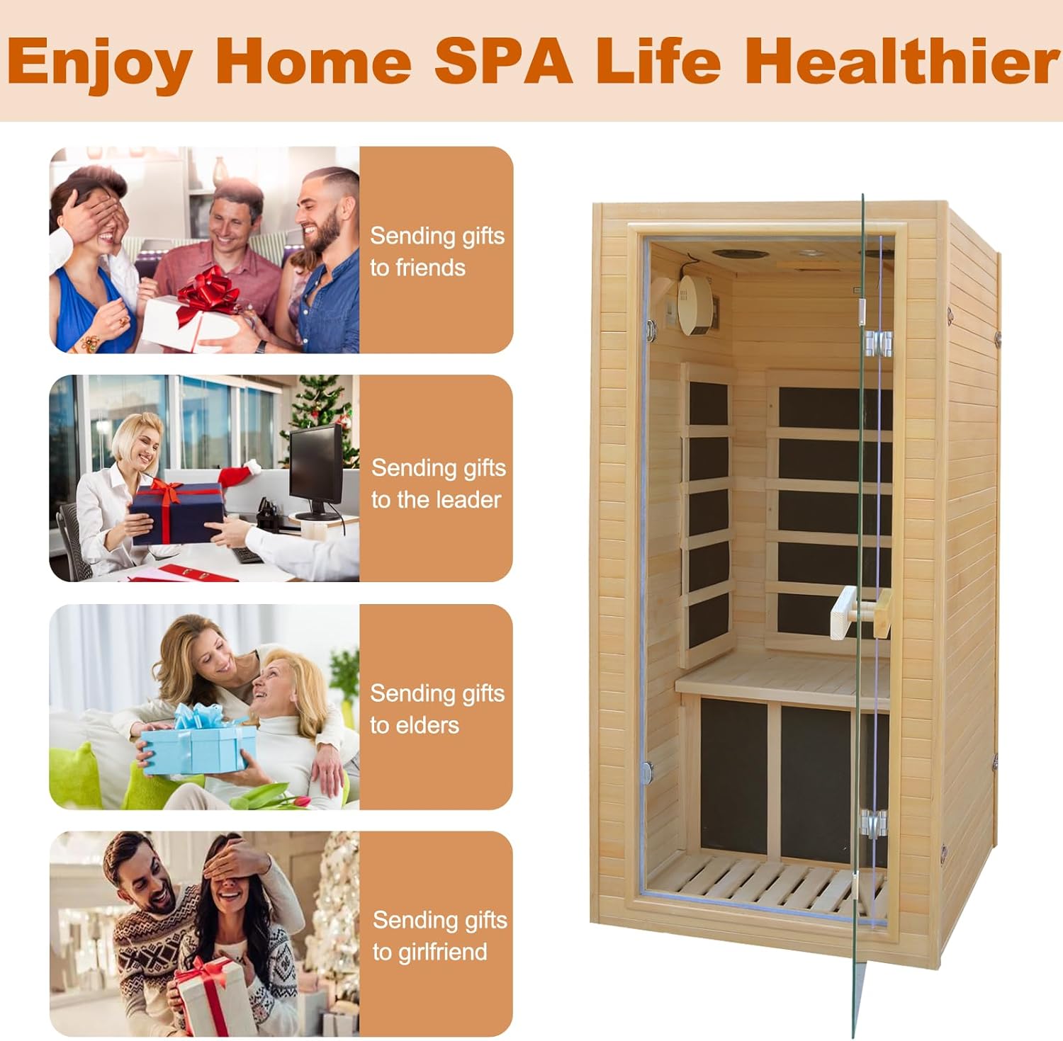 Far Infrared Home Sauna Mini Indoor Dry Personal Sauna Room,Hemlock Wood Sauna,With 1200W 5 Heating Panels, Heating Machine Equipment for Home Workout Yoga,Choice for Family( 27.16X32.28X59 Inch)