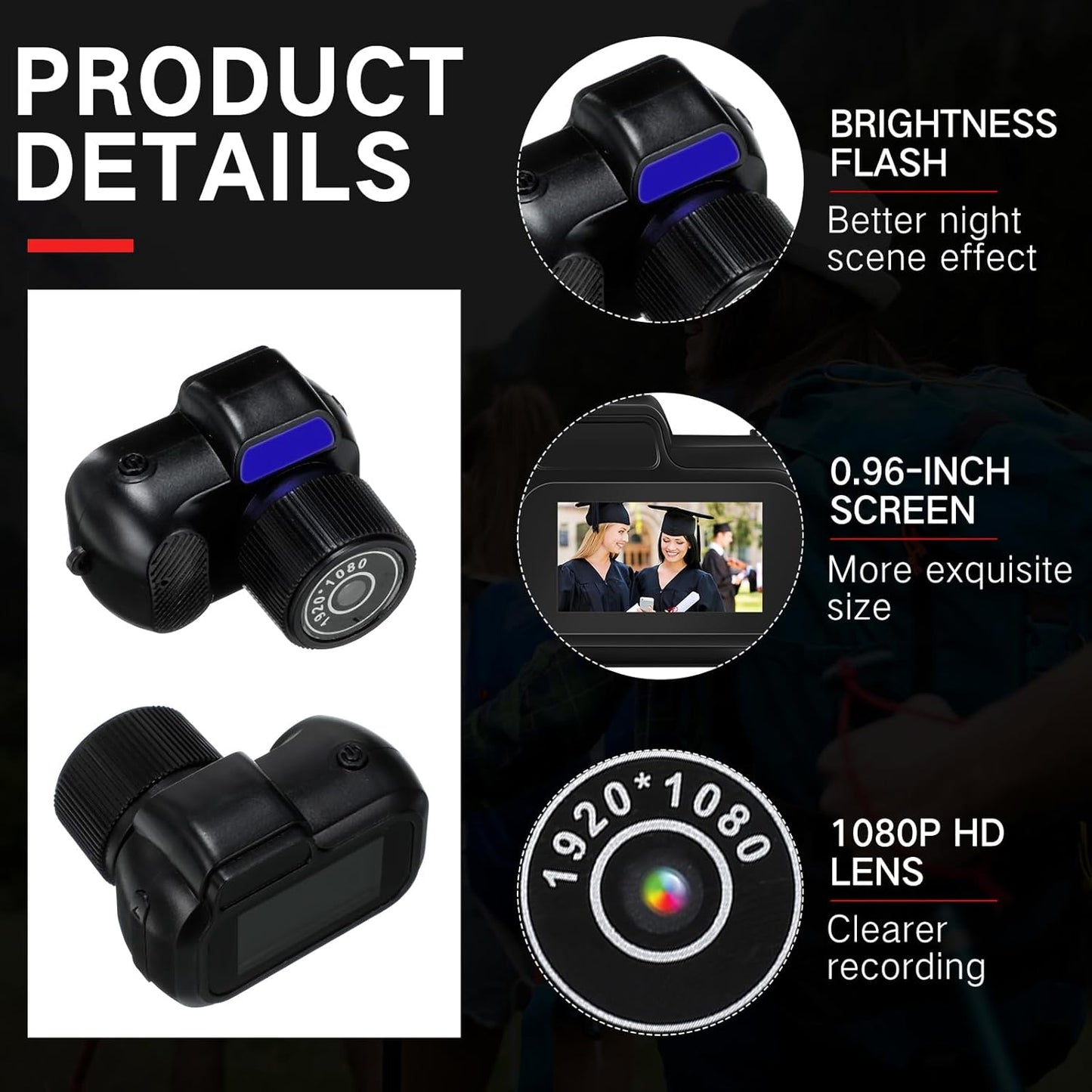 Mini Keychain Camera 1080P Small Retro Portable Photo Video Camera 100 Mins Battery Life Micro Video Camcorder for Travel Study Recording(16Gb)