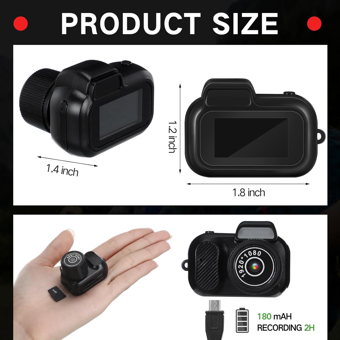 Mini Keychain Camera 1080P Small Retro Portable Photo Video Camera 100 Mins Battery Life Micro Video Camcorder for Travel Study Recording(16Gb)