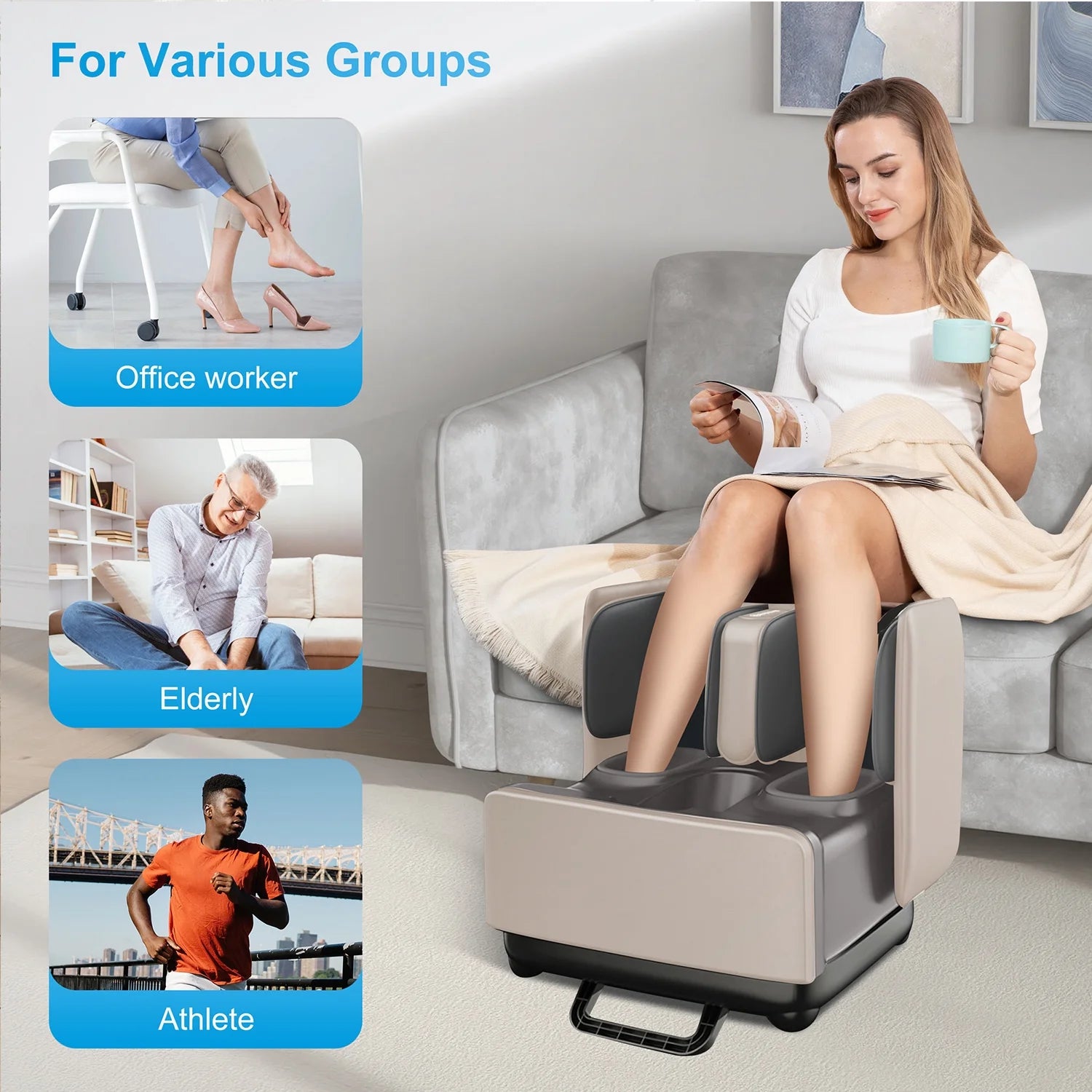 2-in-1 Shiatsu Foot & Calf Massager with Ottoman Rest – Heat Therapy & App Control