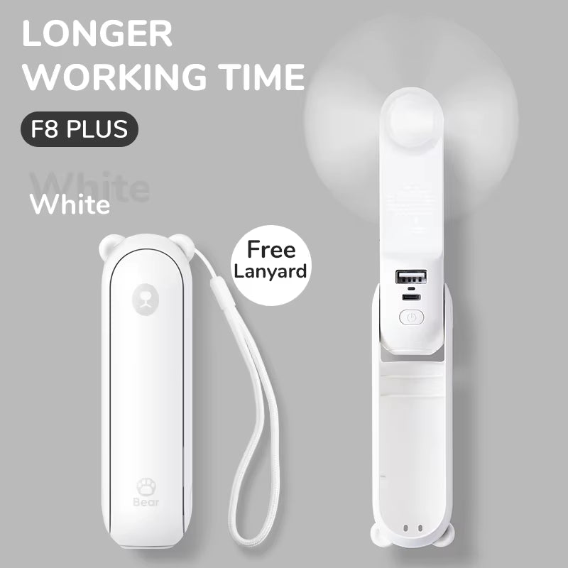 Portable Fan Mini Handheld Fan USB 4500Mah Recharge Hand Held Small 3 In1 Pocket Fan with Power Bank Flashlight Feature