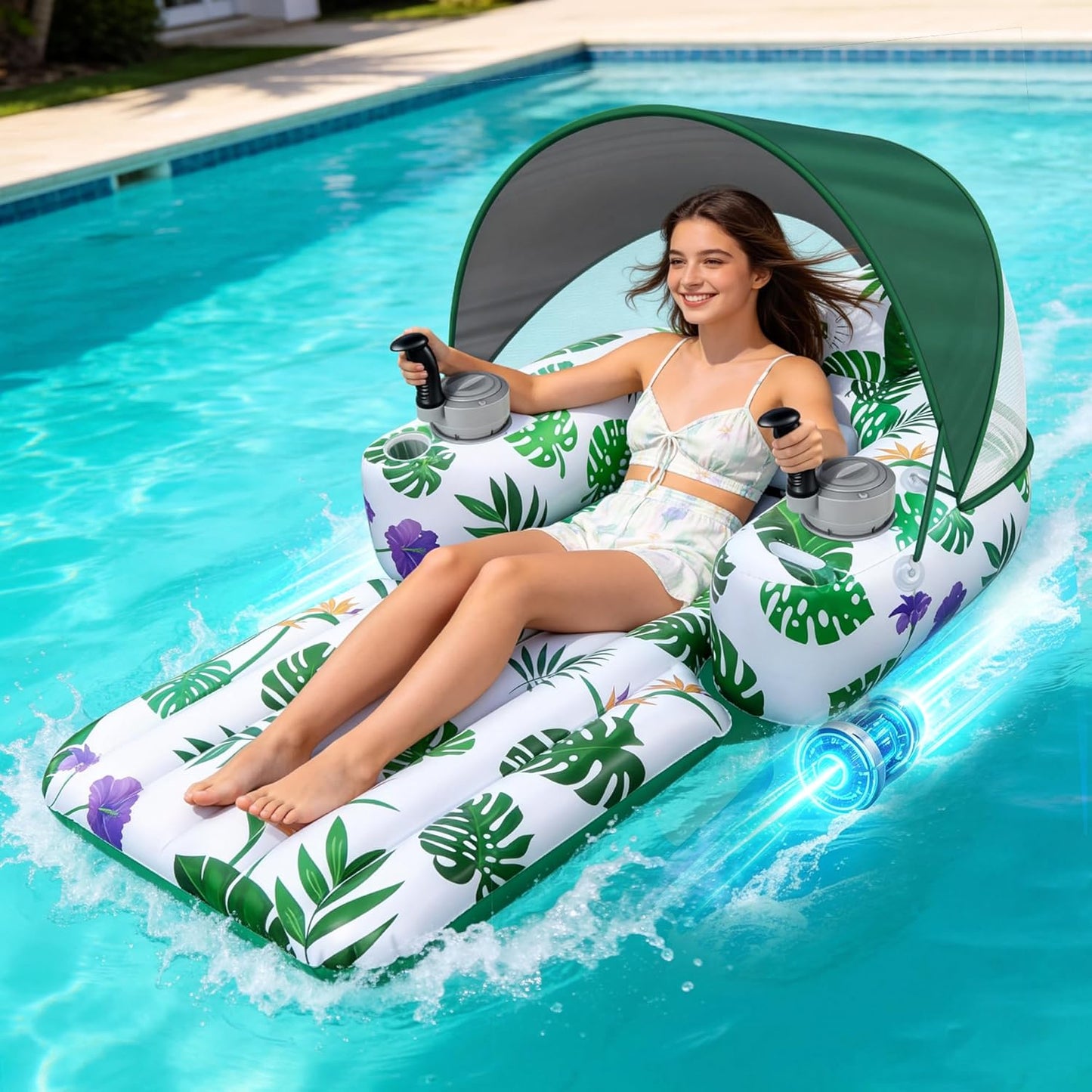 ElectricCruiser™ Motorized Pool Float for Adults – Electric Inflatable Lounger with Canopy