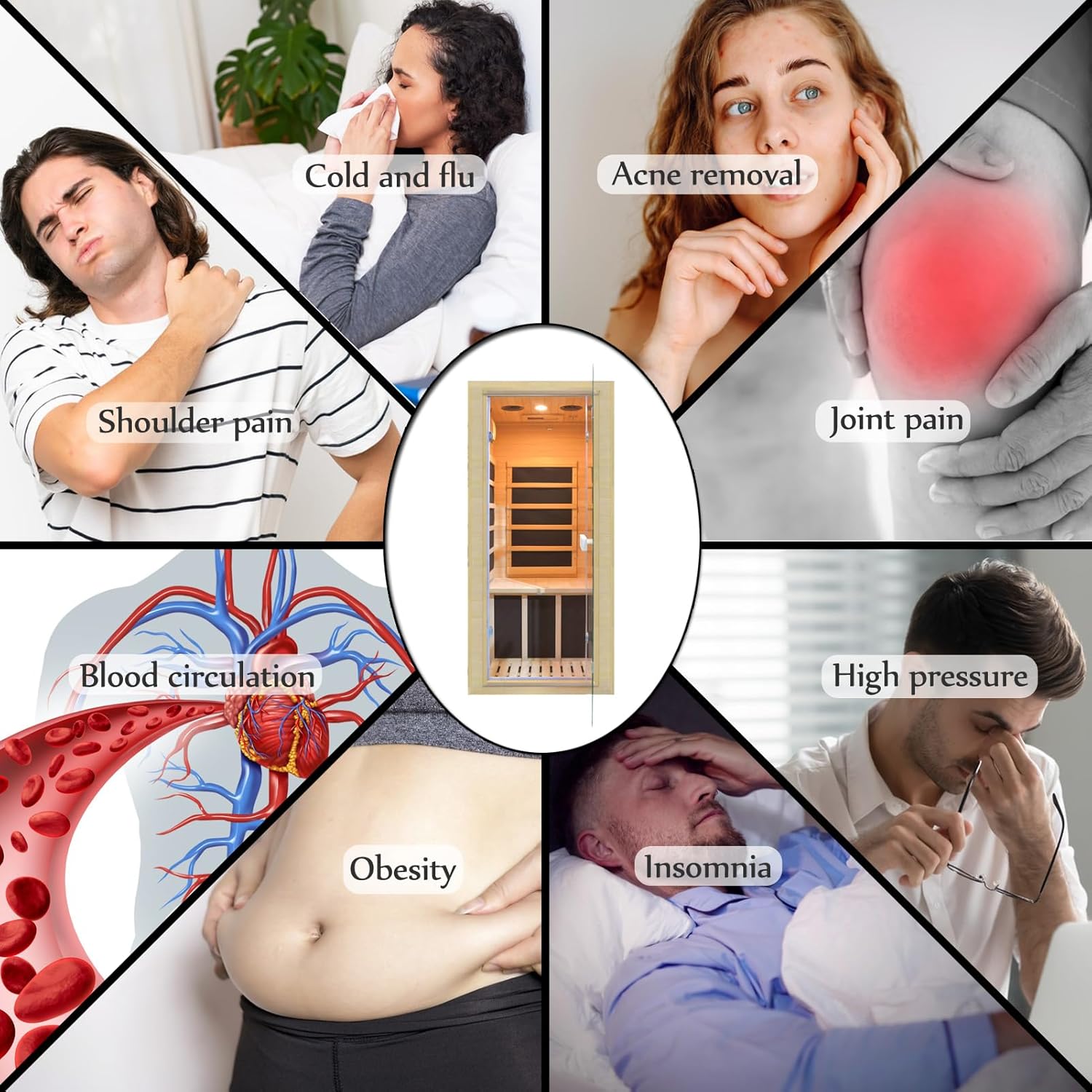 Far Infrared Home Sauna Mini Indoor Dry Personal Sauna Room,Hemlock Wood Sauna,With 1200W 5 Heating Panels, Heating Machine Equipment for Home Workout Yoga,Choice for Family( 27.16X32.28X59 Inch)