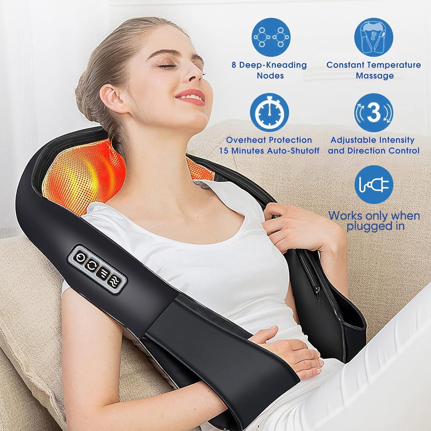 Shiatsu 4D Deep Tissue Back and Neck Massager with Heat - Perfect Father's Day Gift for Dad from Daughter!