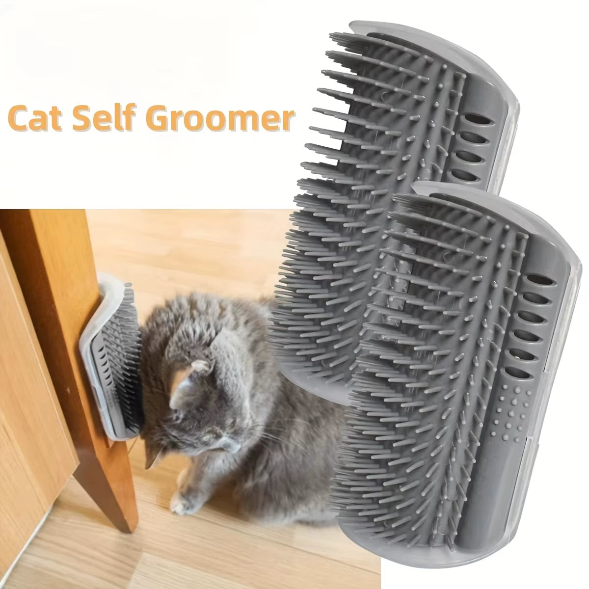 Wall-Mounted Cat Self Groomer with Massage Comb Brush - Ideal for Kittens and Puppies!