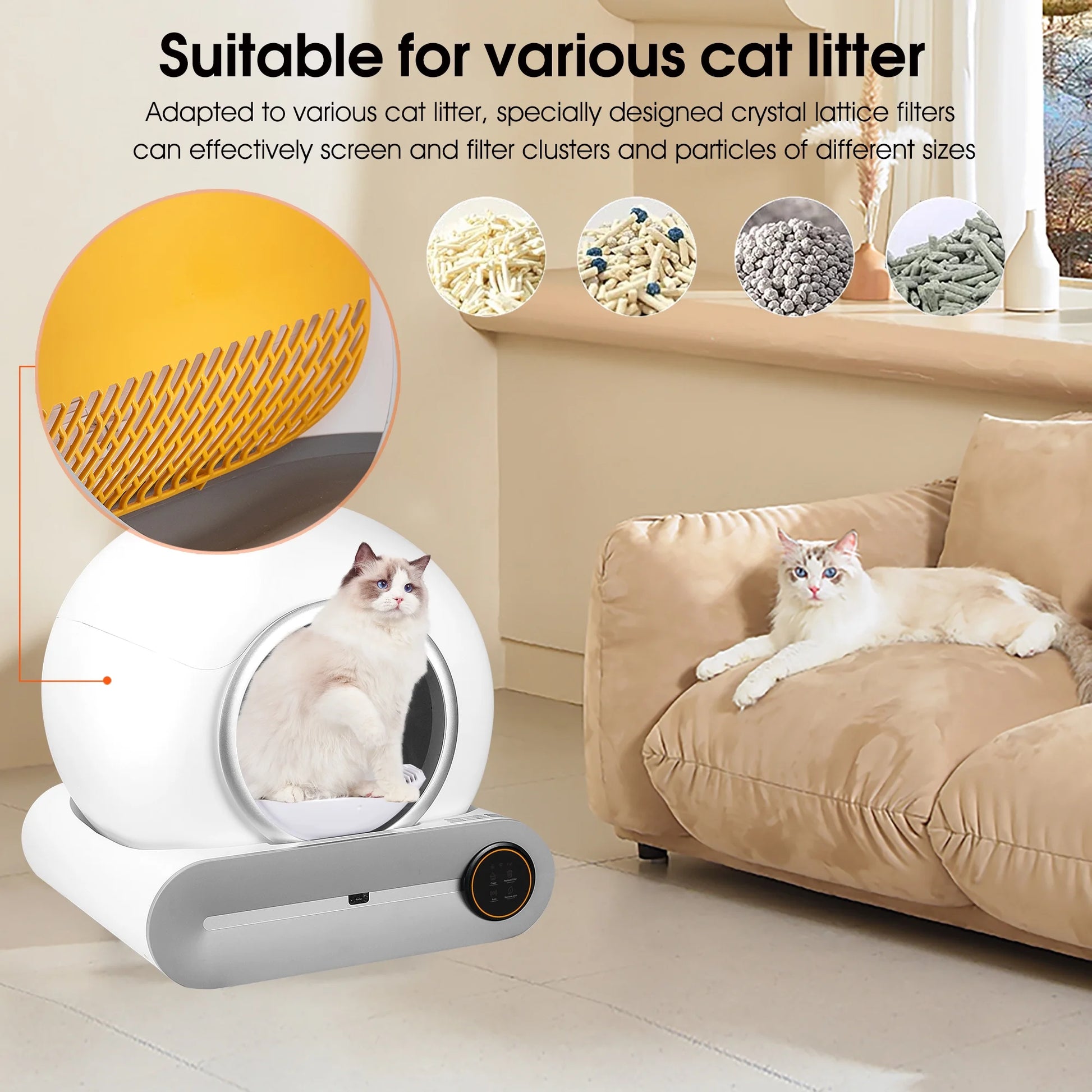PawLuxe™ MaxClean 65L Automatic Self-Cleaning Litter Box – App-Controlled, Fully Enclosed, Multi-Cat Ready