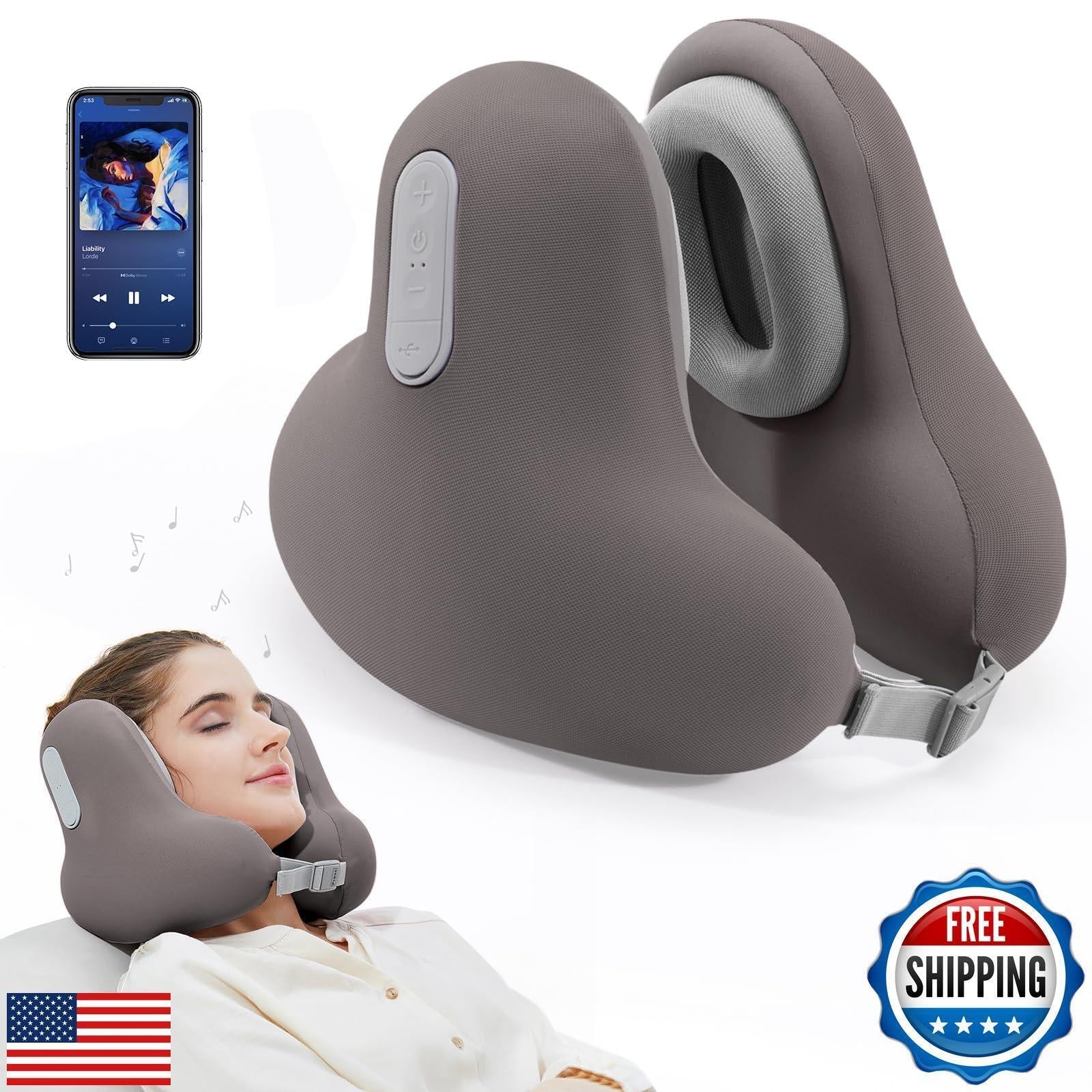 Ultimate Travel Neck Pillow with Bluetooth Headset - Memory Foam Comfort for Jetsetters