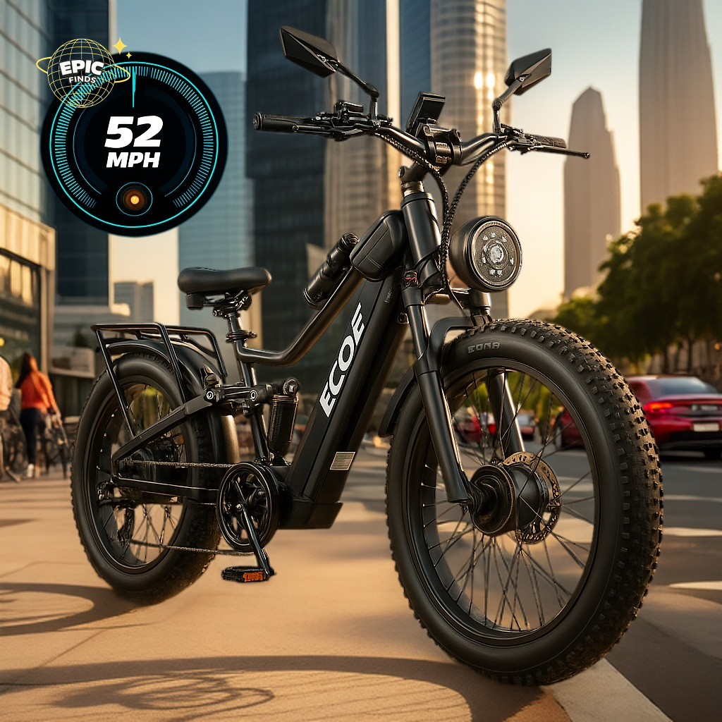 EcoE™ 5000W Dual Motor Electric Bike – 52MPH Fat Tire E-Bike with 60V Battery & Full Suspension