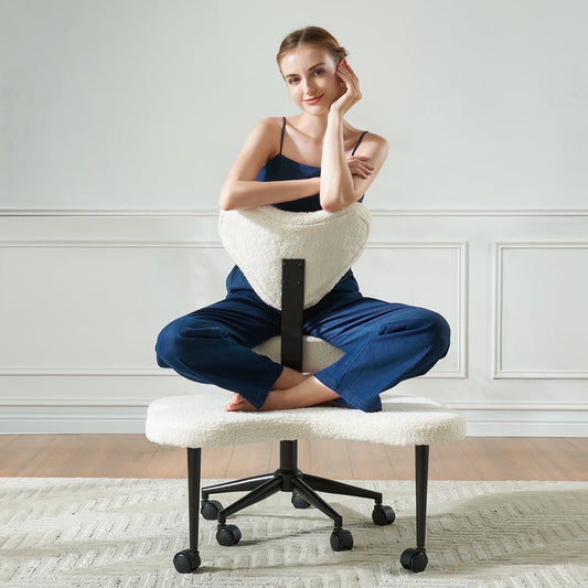 Zulo™ Meditation Chair – Cozy Teddy Fabric, Swivel Base, Ergonomic Design for Home & Office