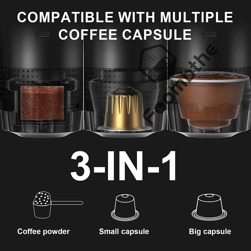 BrewMate™ Portable 3-in-1 Espresso Maker – Wireless Travel Coffee Machine for Home, Car & Camping