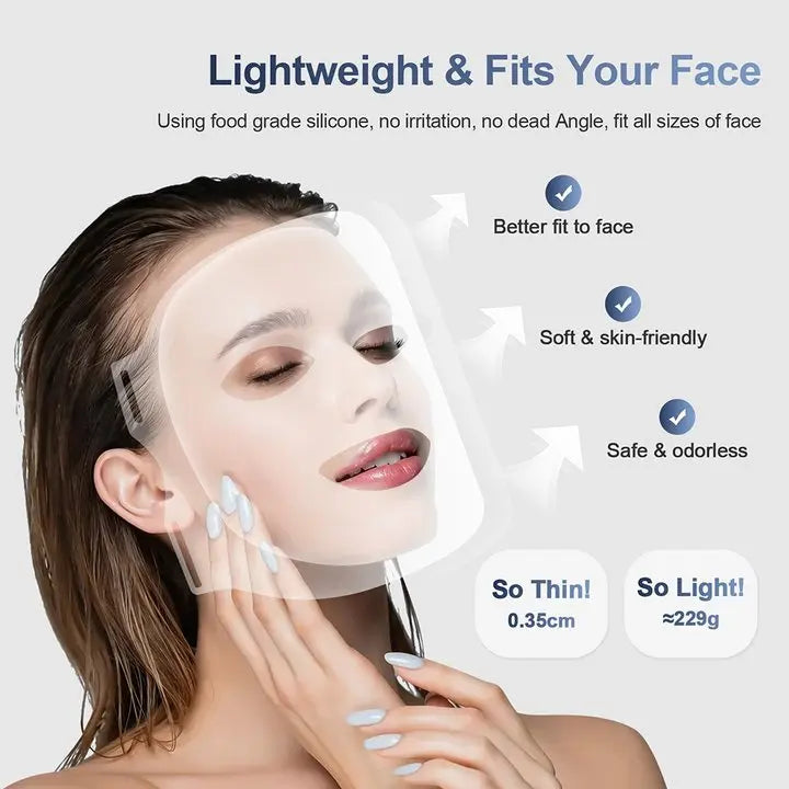 Silicone Red Light Therapy Mask 7 Color LED Face Mask anti Aging Rejuvenation Brighten Facial Mask with Eye Protection Cushion
