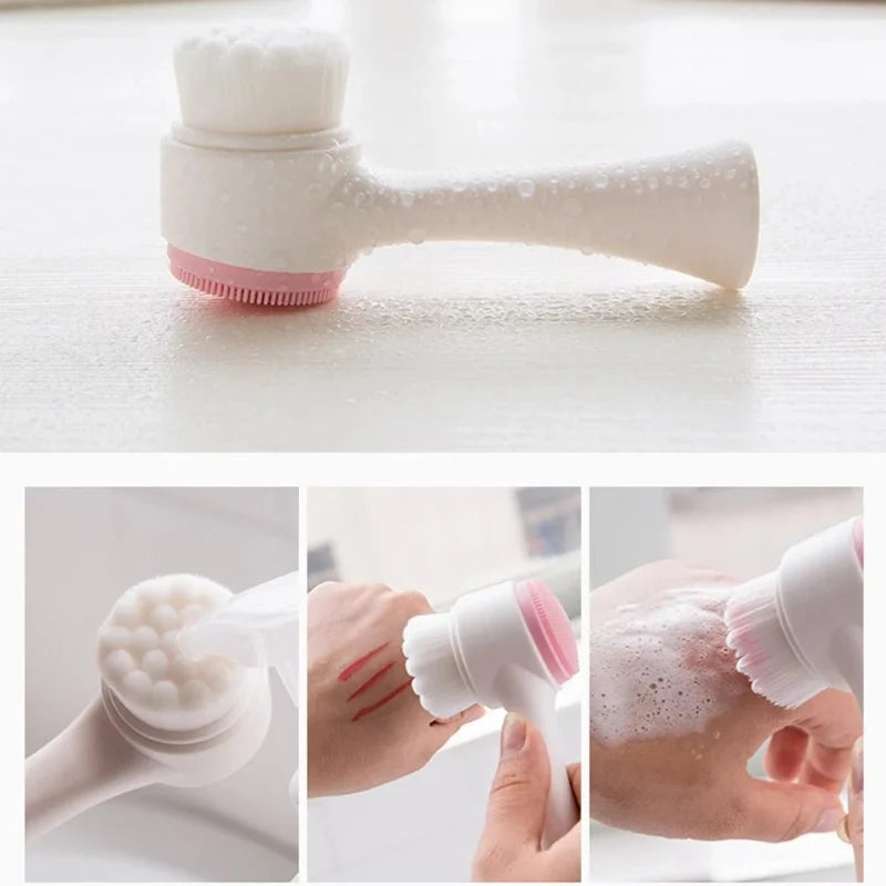 GlowDuo™ Double-Sided Facial Cleansing Brush – Deep Clean, Gentle Exfoliation & Relaxing Massage