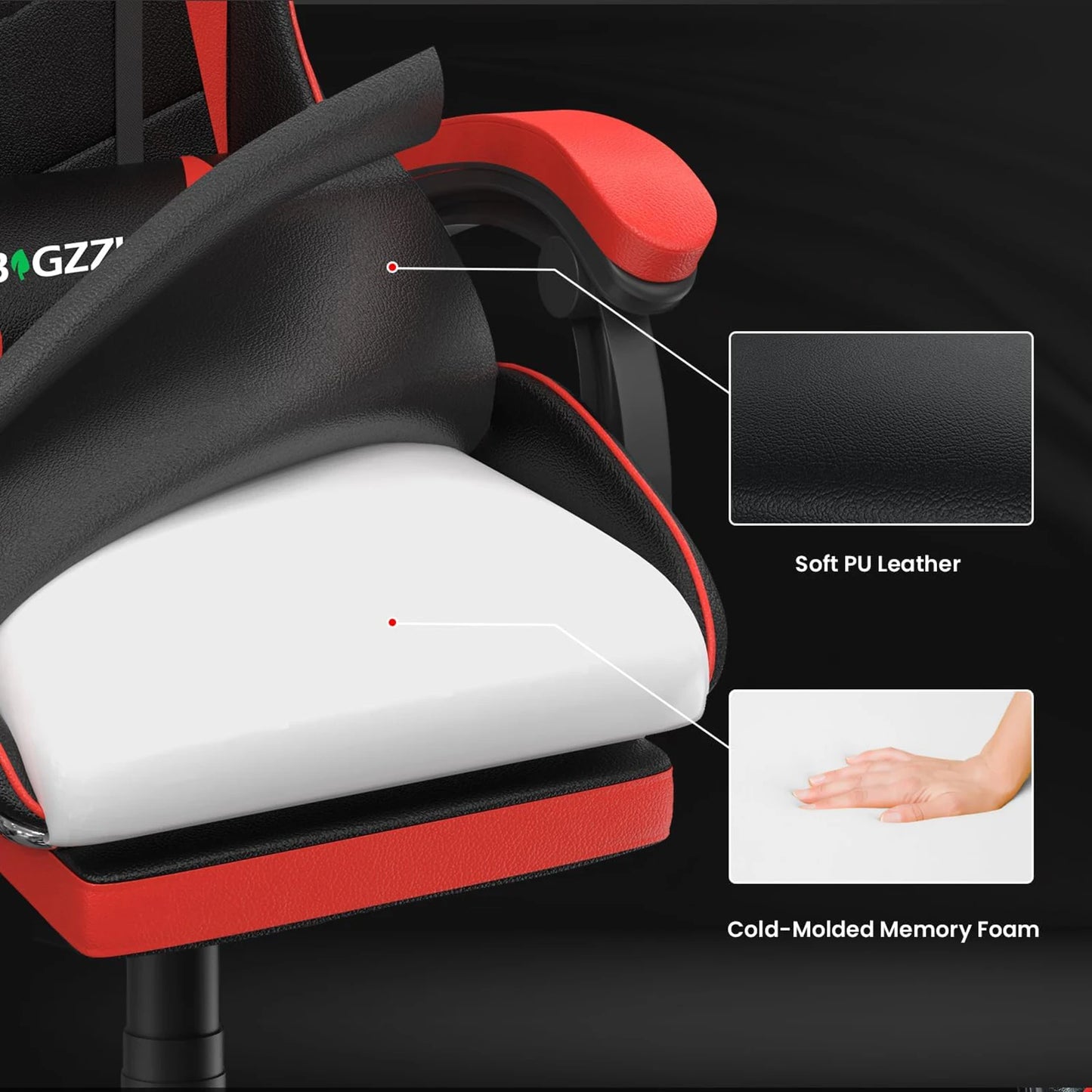 BIGZZIA™ Ergonomic Gaming Chair with Footrest – High-Back Recliner with Lumbar & Headrest Support