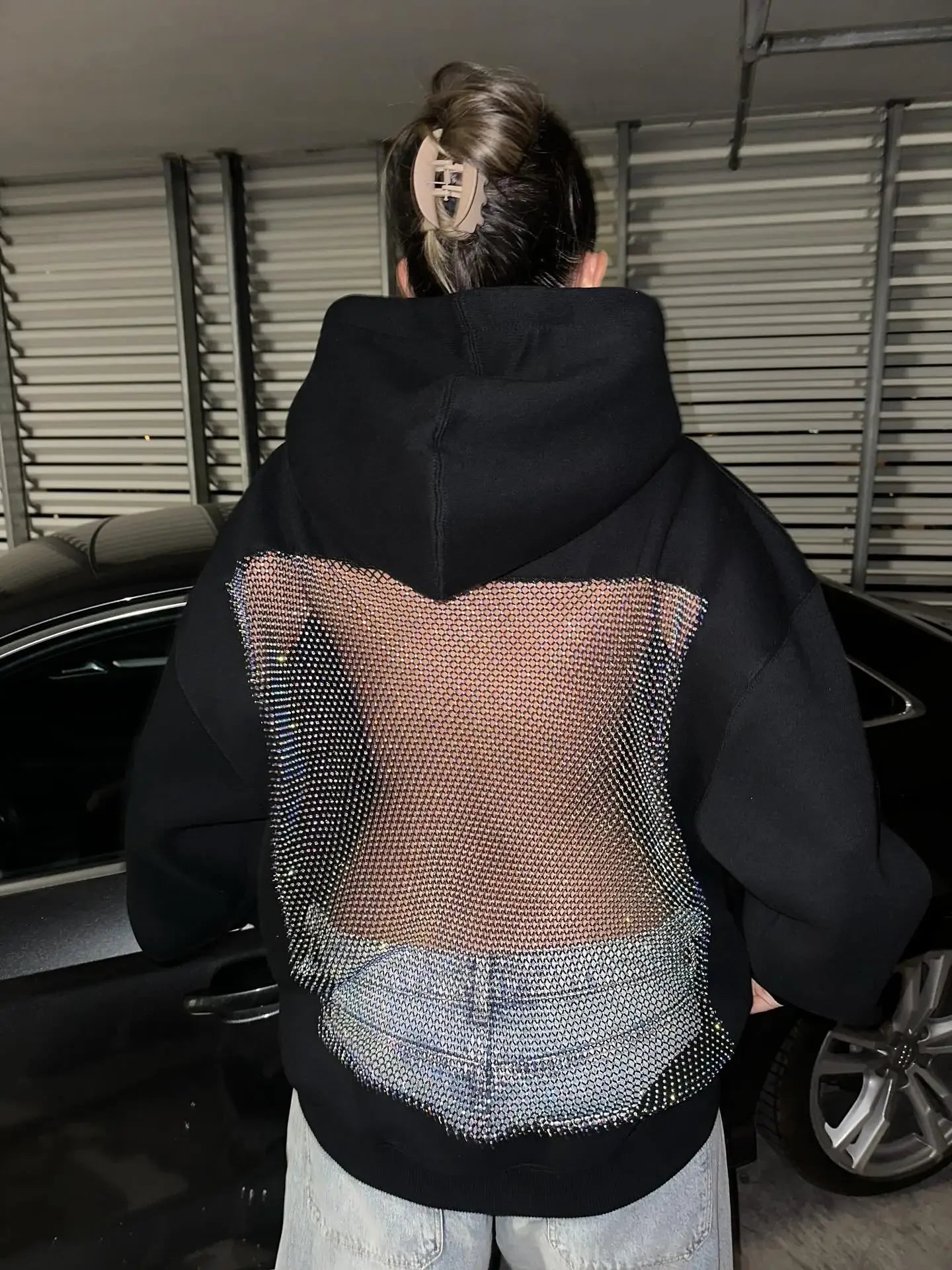 Backless Mesh Hoodie – Lightweight & Breathable Y2K Design