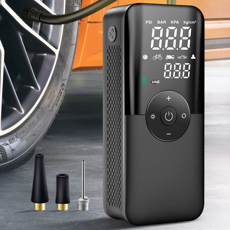 CARSUN AirVolt™ Digital Tire Inflator – Portable Cordless Air Pump for Car, Bike & Sports