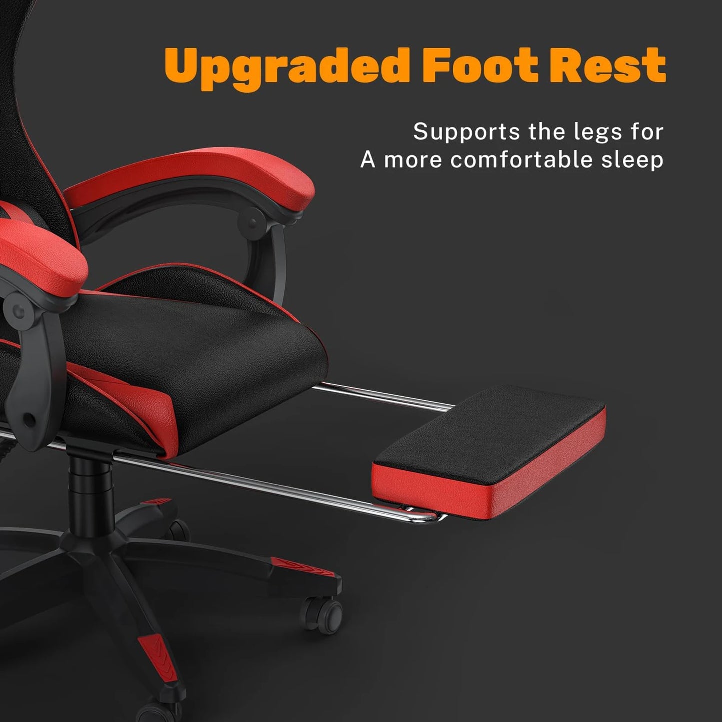 BIGZZIA™ Ergonomic Gaming Chair with Footrest – High-Back Recliner with Lumbar & Headrest Support