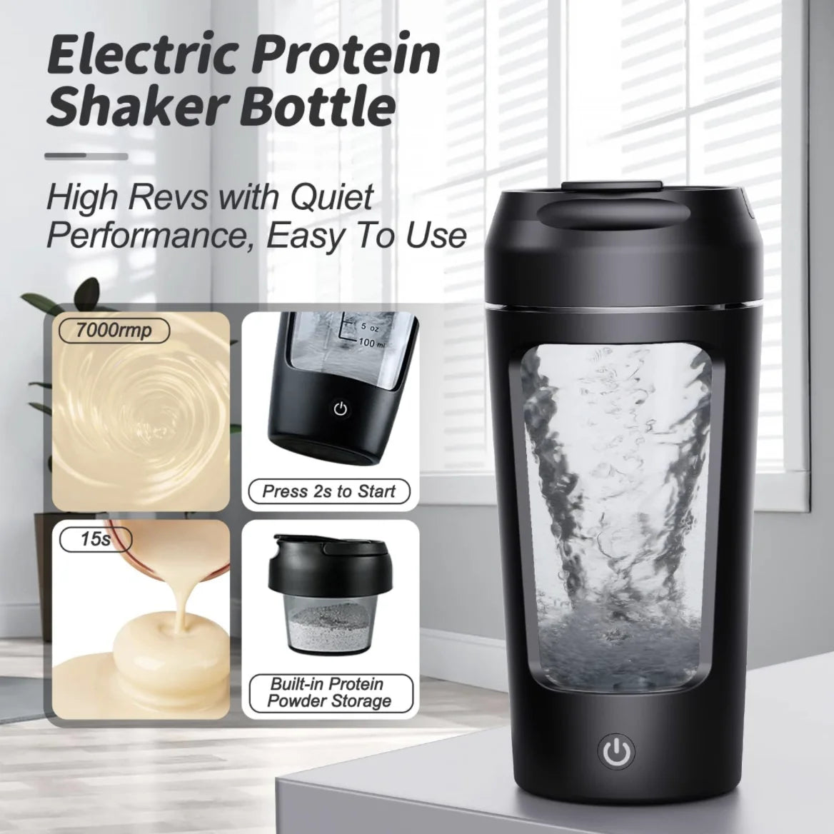 FuelBlend™ Electric Protein Shaker Bottle – 650ml USB Rechargeable, BPA-Free, Automatic Mixing Cup for Gym, Shakes & Cocktails
