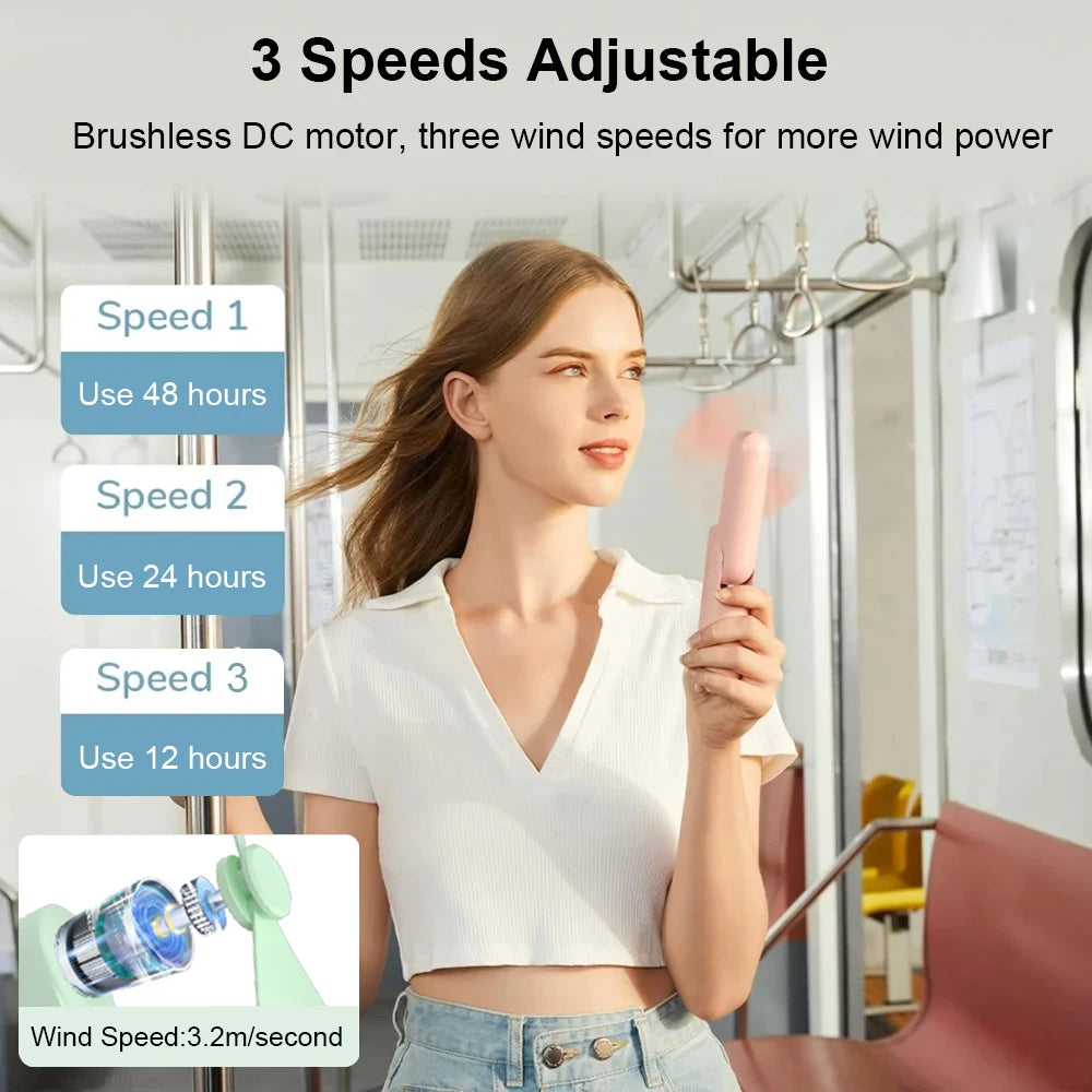 3-in-1 Portable USB Rechargeable Fan – 2000mAh, 3-Speed, Foldable Handheld & Desk Fan with Power Bank
