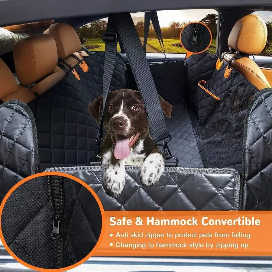 PawFort™ – 4-in-1 Waterproof Dog Car Hammock with Mesh Window & Full Seat Protection