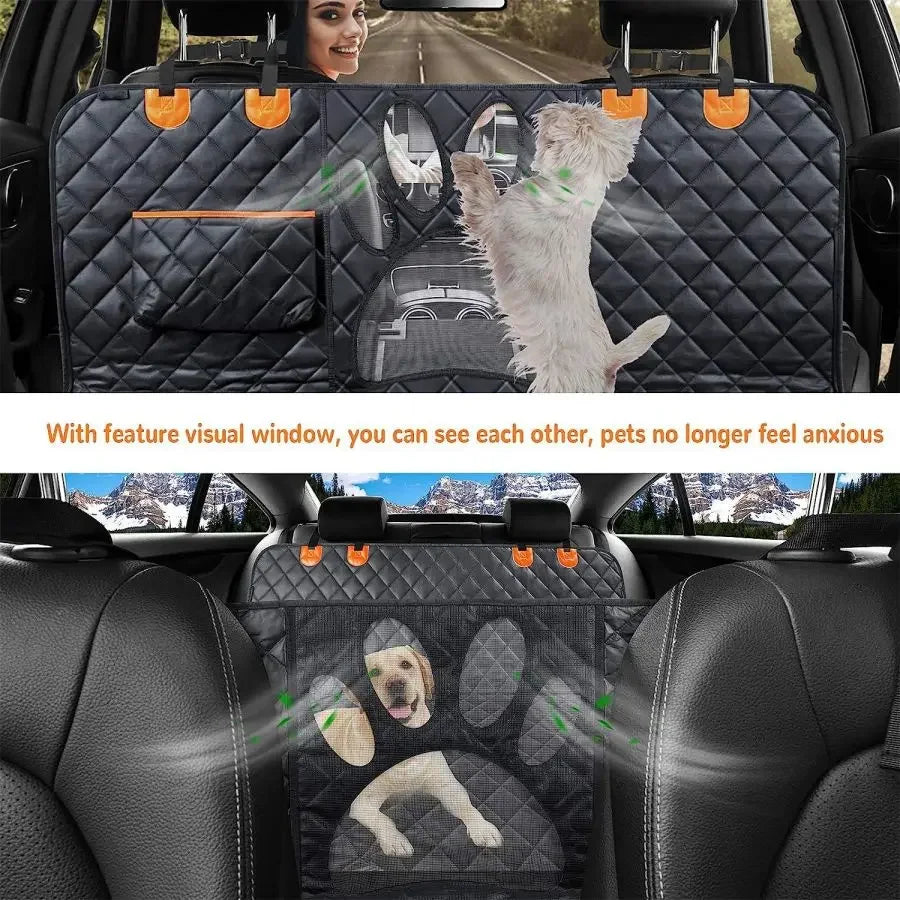 PawFort™ – 4-in-1 Waterproof Dog Car Hammock with Mesh Window & Full Seat Protection
