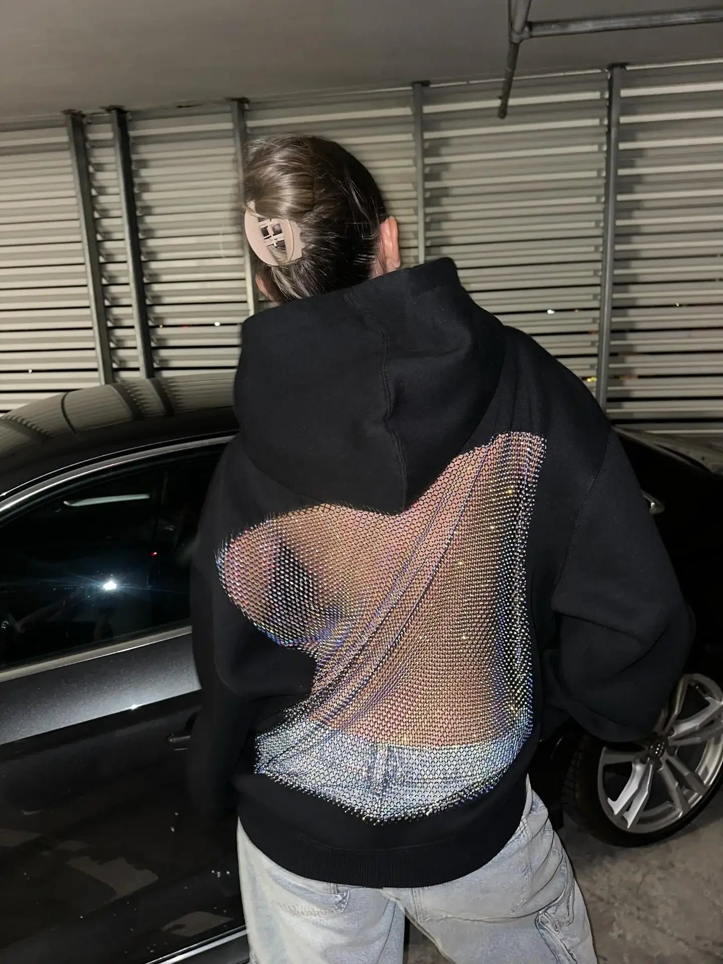 Backless Mesh Hoodie – Lightweight & Breathable Y2K Design