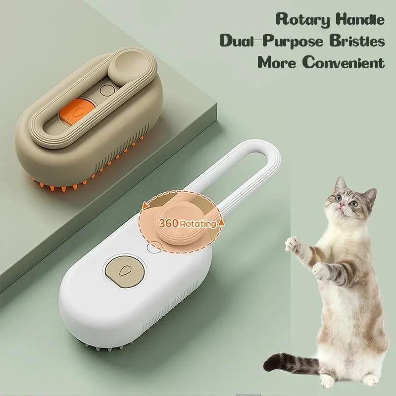 FurMist™ 3-in-1 Steam Grooming Brush – De-Shed, Detangle & Relax Your Pet