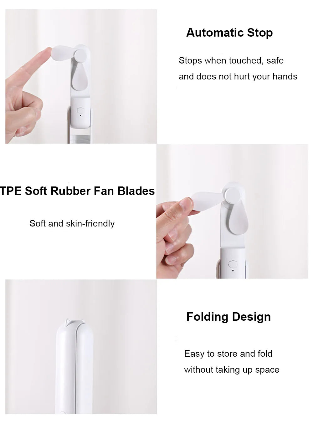 3-in-1 Portable USB Rechargeable Fan – 2000mAh, 3-Speed, Foldable Handheld & Desk Fan with Power Bank