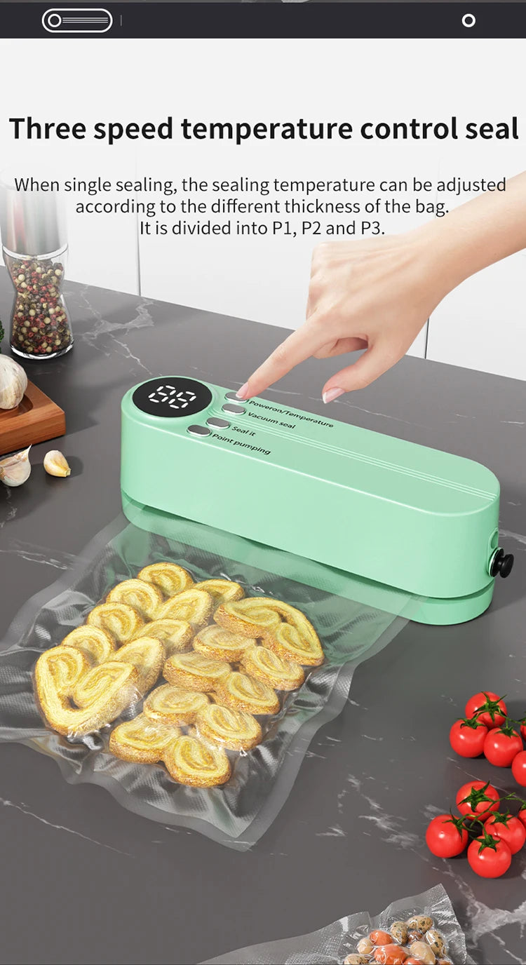 FreshZip™ Portable Vacuum Sealer – USB Rechargeable | Dry & Moist Food Storage with Bags & Pump