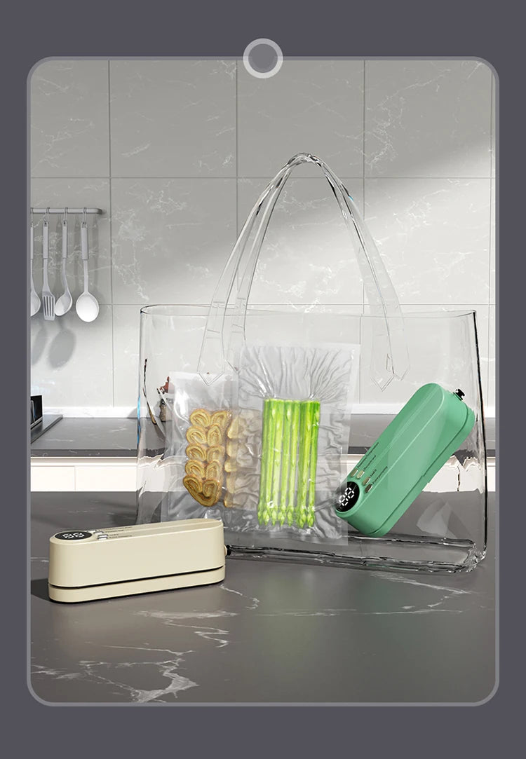 FreshZip™ Portable Vacuum Sealer – USB Rechargeable | Dry & Moist Food Storage with Bags & Pump