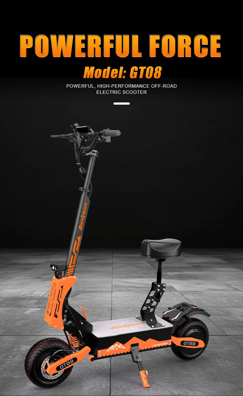 Arwibon™ 5600W Dual Motor Electric Scooter – 46 MPH, Off-Road, Foldable with Seat