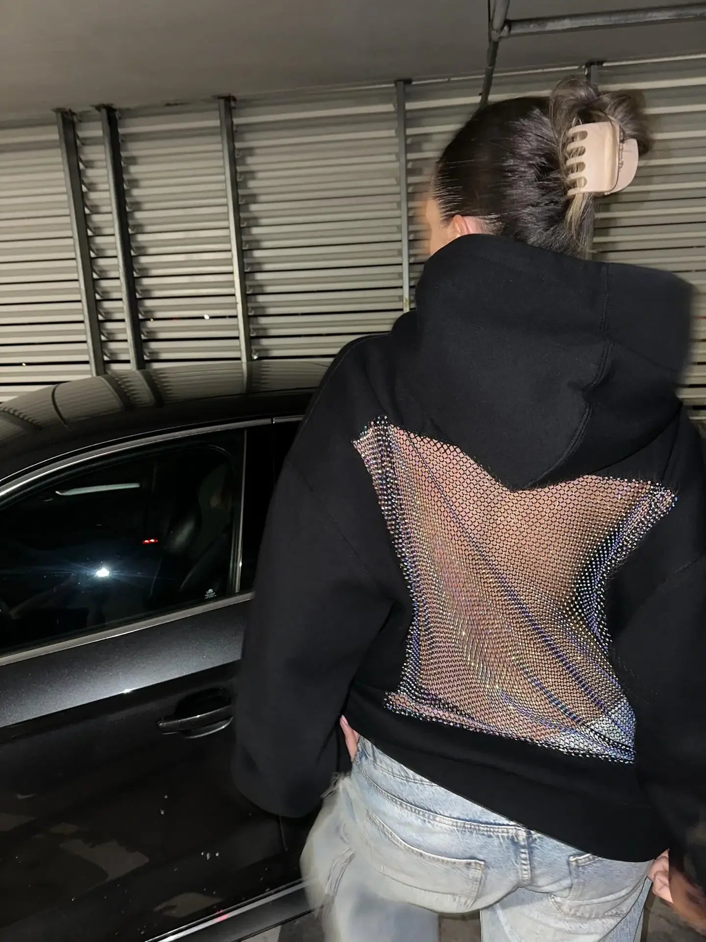 Backless Mesh Hoodie – Lightweight & Breathable Y2K Design