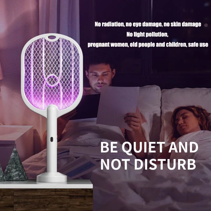 VoltZap™ 3-in-1 Electric Mosquito Swatter – 3000V Bug Zapper Racket with Type-C Charging & UV Lamp Mode