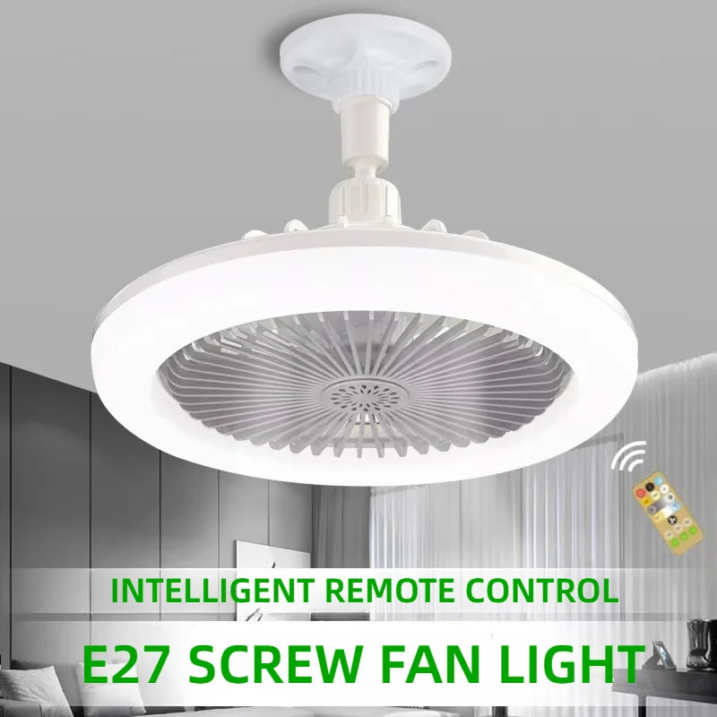 Rotatable 3-in-1 Ceiling Fan Light with Remote – E27 Base for Bedroom & Living Room