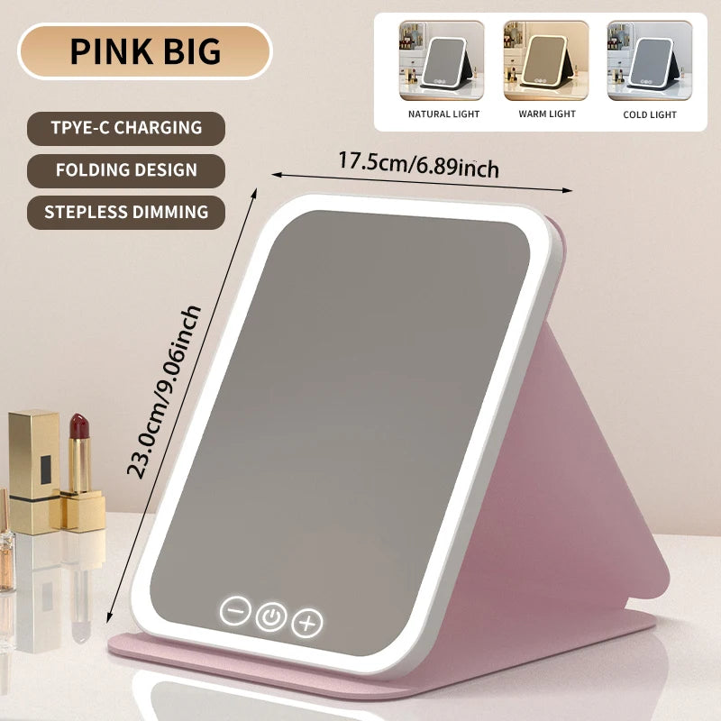 VividVue™ Portable Makeup Mirror – 3 Light Modes, Touch Control