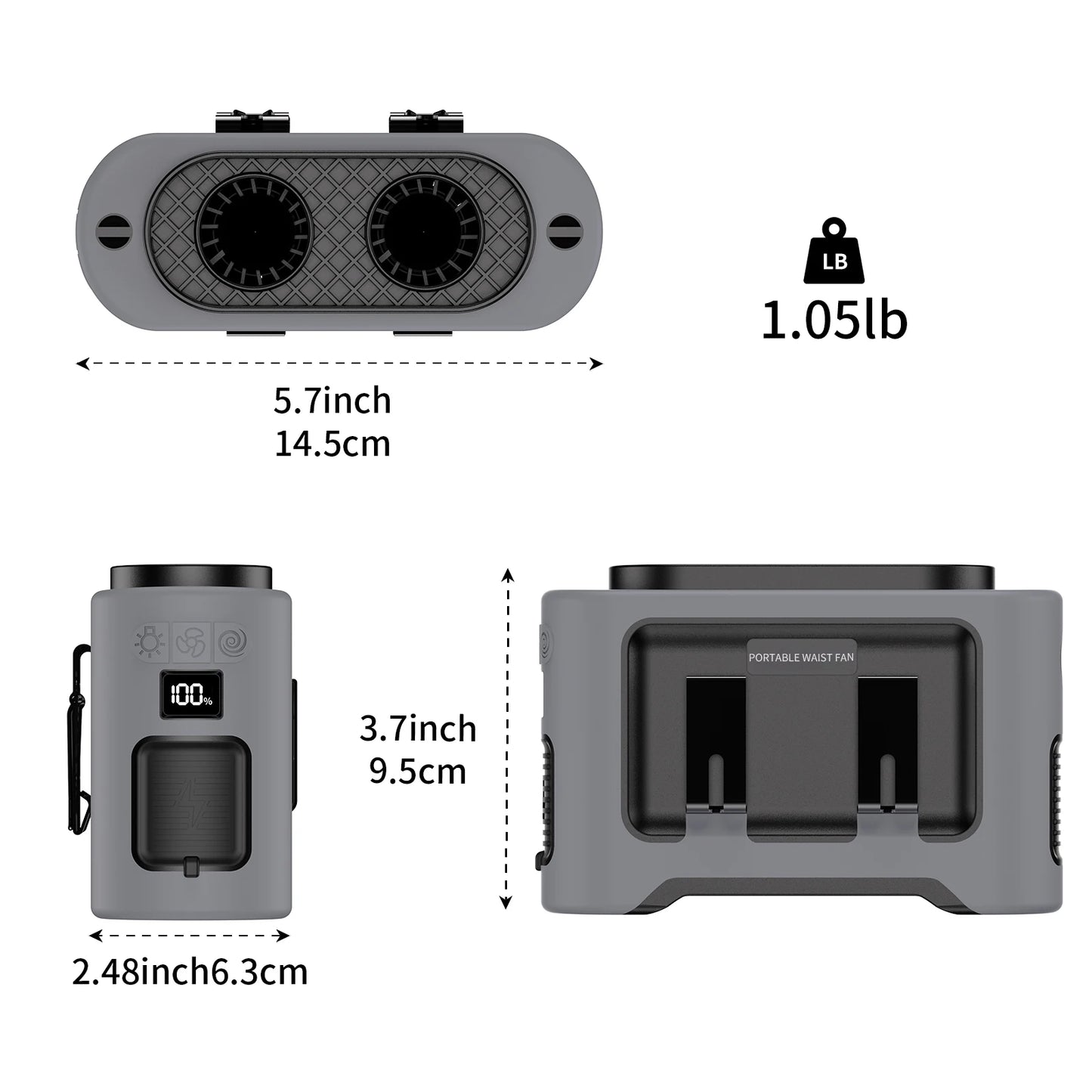 Socoolfan 14500mAh Wearable Fan – Dual Air Vents for Neck & Waist, Ideal for Outdoor Work & Travel