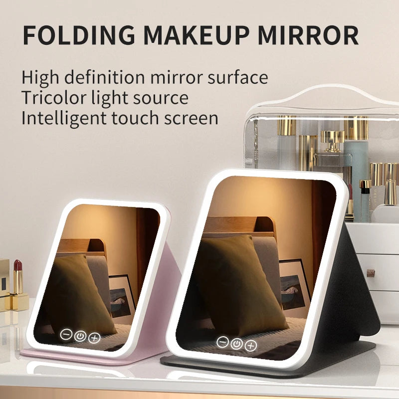 VividVue™ Portable Makeup Mirror – 3 Light Modes, Touch Control