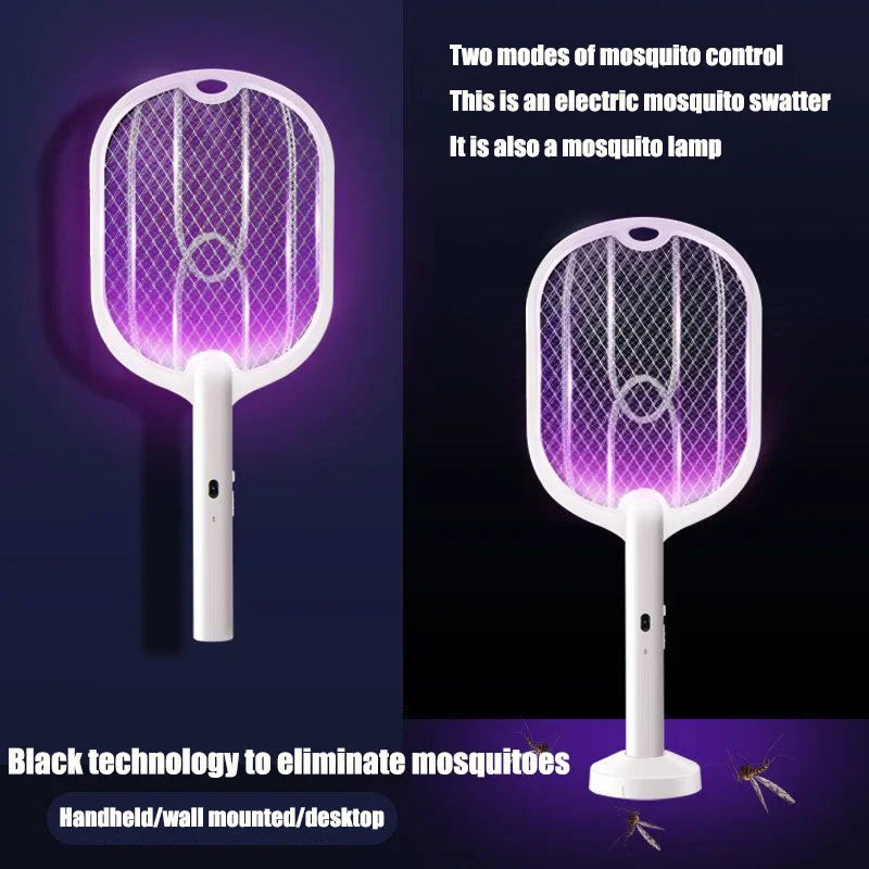 VoltZap™ 3-in-1 Electric Mosquito Swatter – 3000V Bug Zapper Racket with Type-C Charging & UV Lamp Mode